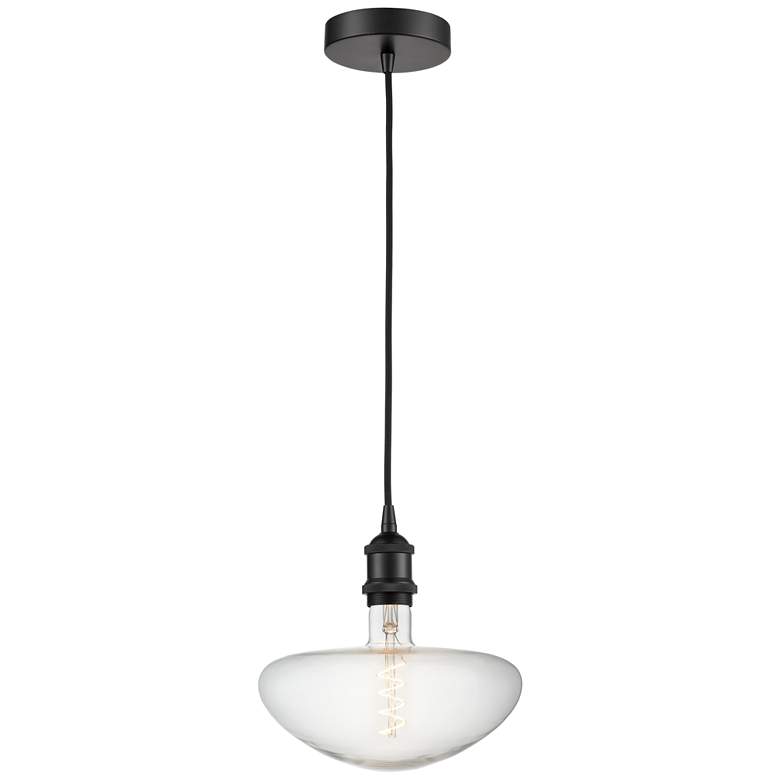 Image 1 Edison 9.25" Wide Matte Black Corded LED Mini Pendant