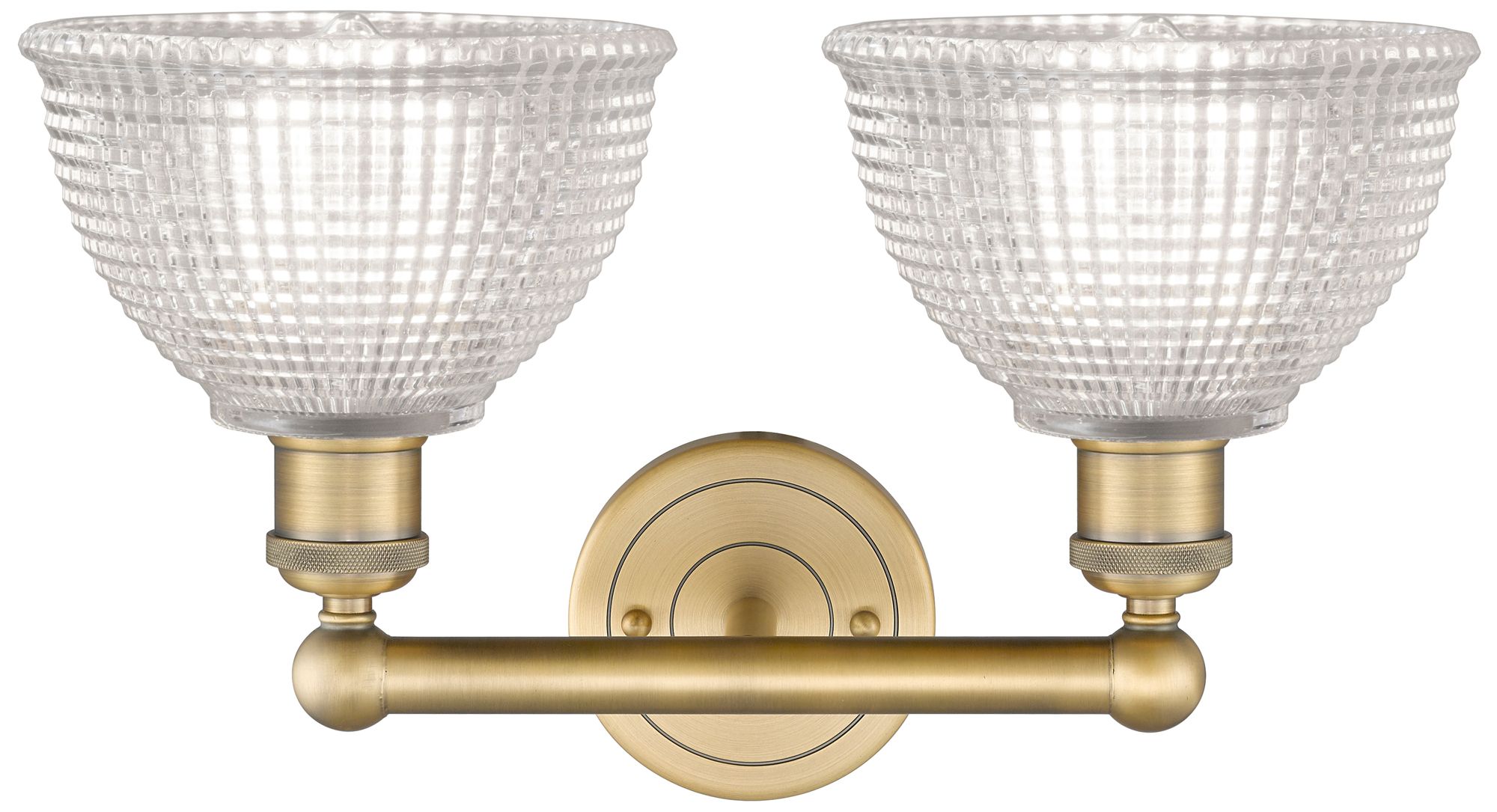 Image 2 Edison Arietta 17"W 2 Light Brushed Brass Bath Light With Clear Shade more views
