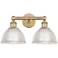 Edison Arietta 17"W 2 Light Brushed Brass Bath Light With Clear Shade