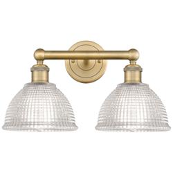 Edison Arietta 17"W 2 Light Brushed Brass Bath Light With Clear Shade