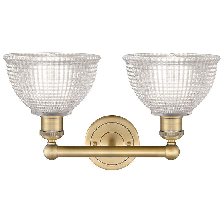 Image 2 Edison Arietta 17"W 2 Light Brushed Brass Bath Light With Clear Shade more views