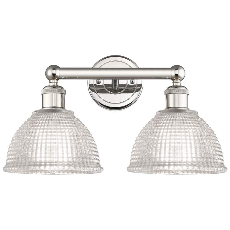Image 1 Edison Arietta 17"W 2 Light Polished Nickel Bath Light w/ Clear Shade
