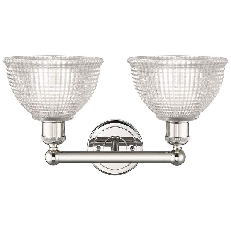 Image 2 Edison Arietta 17"W 2 Light Polished Nickel Bath Light w/ Clear Shade more views
