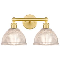 Edison Arietta 17"W 2 Light Satin Gold Vanity Light With Clear Shade