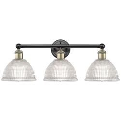 Edison Arietta 26"W 3 Light Black And Brass Bath Light w/ Clear Shade
