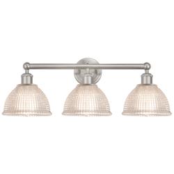Edison Arietta 26"W 3 Light Brushed Nickel Vanity Light w/ Clear Shade