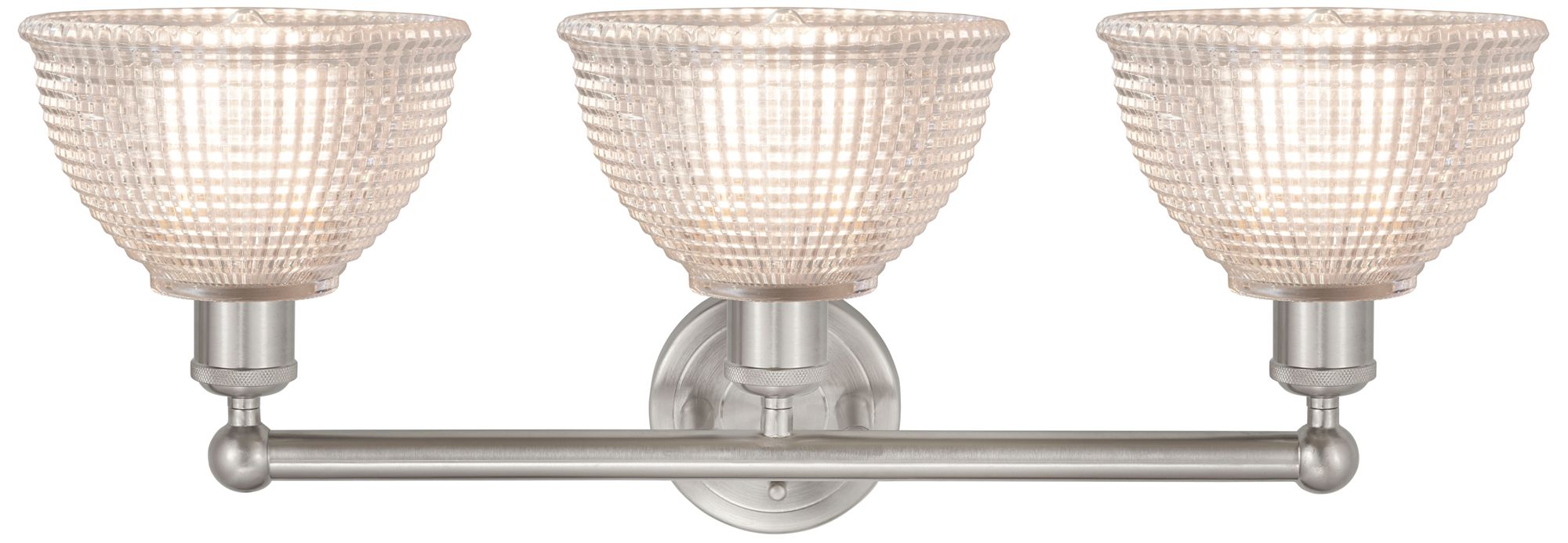 Image 2 Edison Arietta 26"W 3 Light Brushed Nickel Vanity Light w/ Clear Shade more views