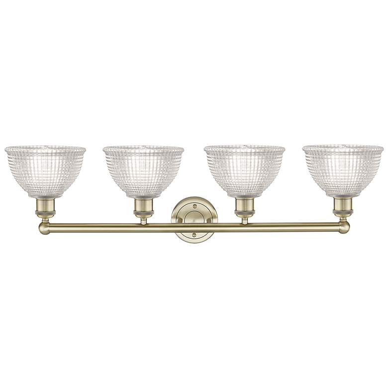 Image 2 Edison Arietta 35"W 4 Light Antique Brass Bath Light With Clear Shade more views