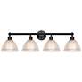1_Edison Arietta 35"W 4 Light Matte Black Vanity Light With Clear Shade