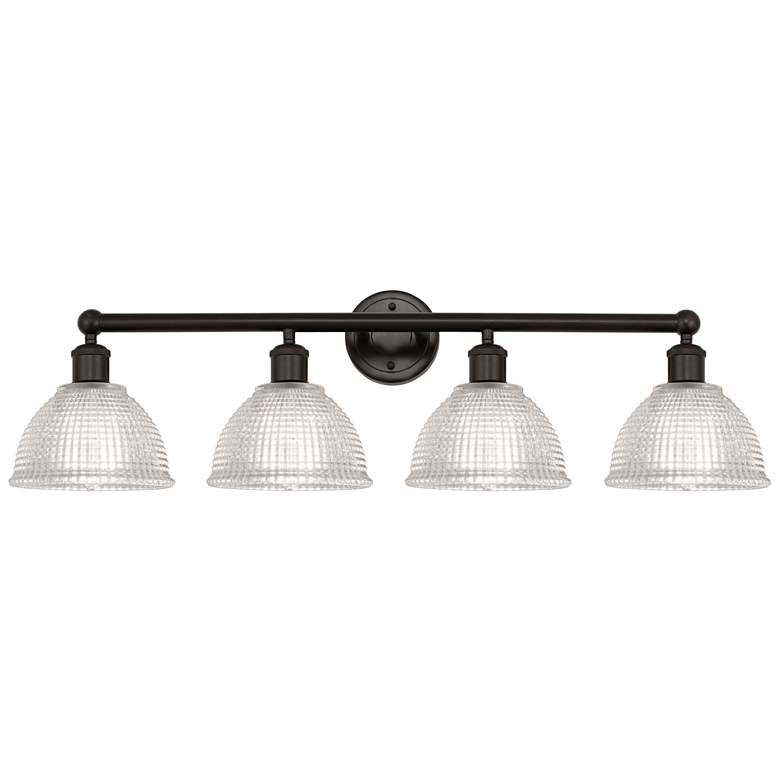Image 1 Edison Arietta 35"W 4 Light Oiled Bronze Vanity Light w/ Clear Shade
