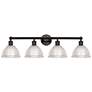 1_Edison Arietta 35"W 4 Light Oiled Bronze Vanity Light w/ Clear Shade