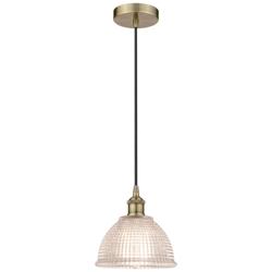 Edison Arietta 8" Antique Brass Cord Hung Mini Pendant w/ Clear Shade