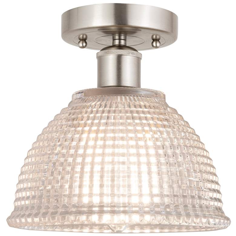 Image 1 Edison Arietta 8" Brushed Satin Nickel Semi Flush Mount w/ Clear Shade