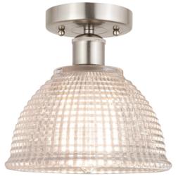 Edison Arietta 8" Brushed Satin Nickel Semi Flush Mount w/ Clear Shade
