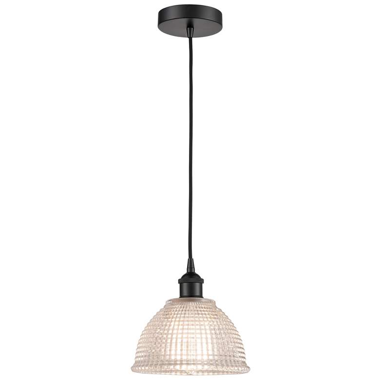 Image 1 Edison Arietta 8" Matte Black Cord Hung Mini Pendant w/ Clear Shade