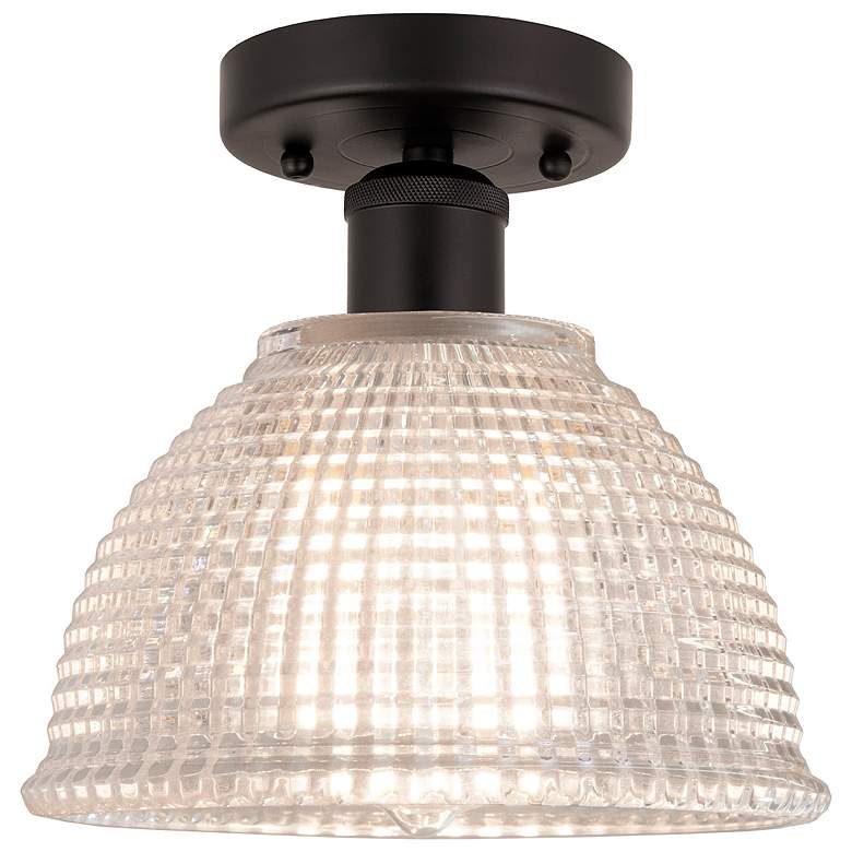 Image 1 Edison Arietta 8" Oil Rubbed Bronze Semi Flush Mount w/ Clear Shade