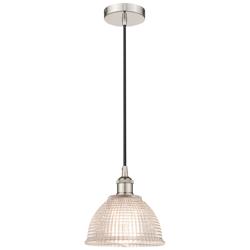 Edison Arietta 8" Polished Nickel Cord Hung Mini Pendant w/ Clear Shad