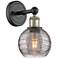 Edison Athens 10.38"H Black Antique Brass Sconce w/ Smoke Swirl Shade