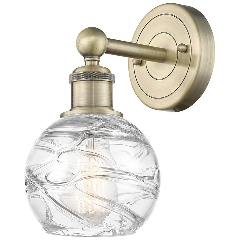 Image 1 Edison Athens 10.5"High Antique Brass Sconce With Clear Deco Swirl Sha