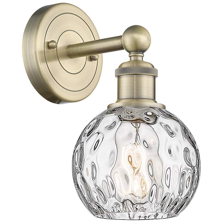 Image 1 Edison Athens 10.5"High Antique Brass Sconce With Clear Water Glass Sh