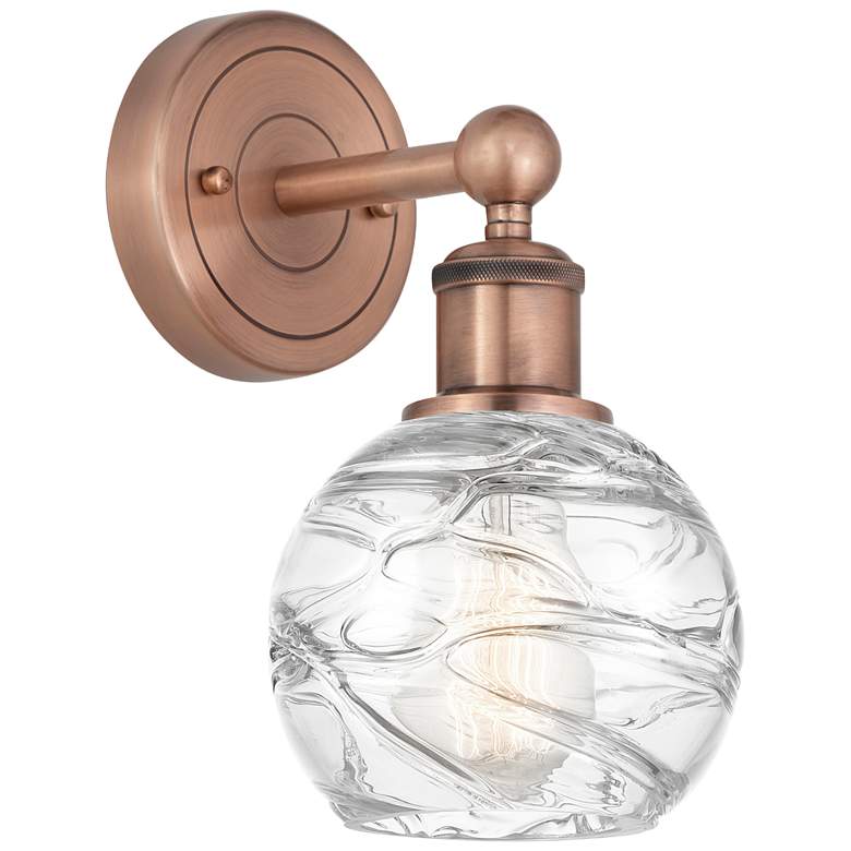 Image 1 Edison Athens 10.5"High Antique Copper Sconce With Clear Deco Swirl Sh