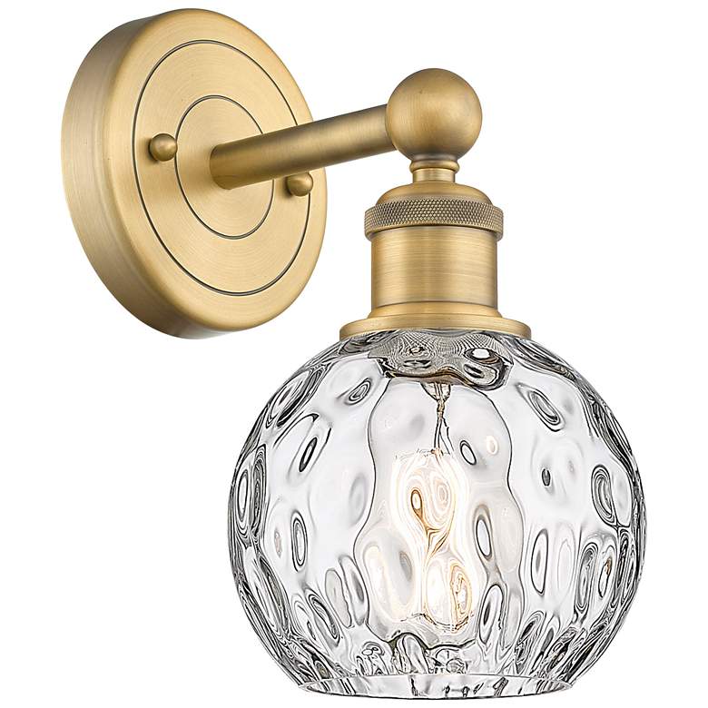 Image 1 Edison Athens 10.5"High Brushed Brass Sconce With Clear Water Glass Sh