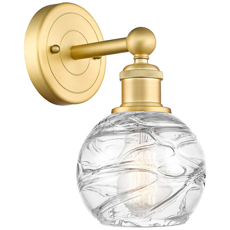 Image 1 Edison Athens 10.5"High Satin Gold Sconce With Clear Deco Swirl Shade