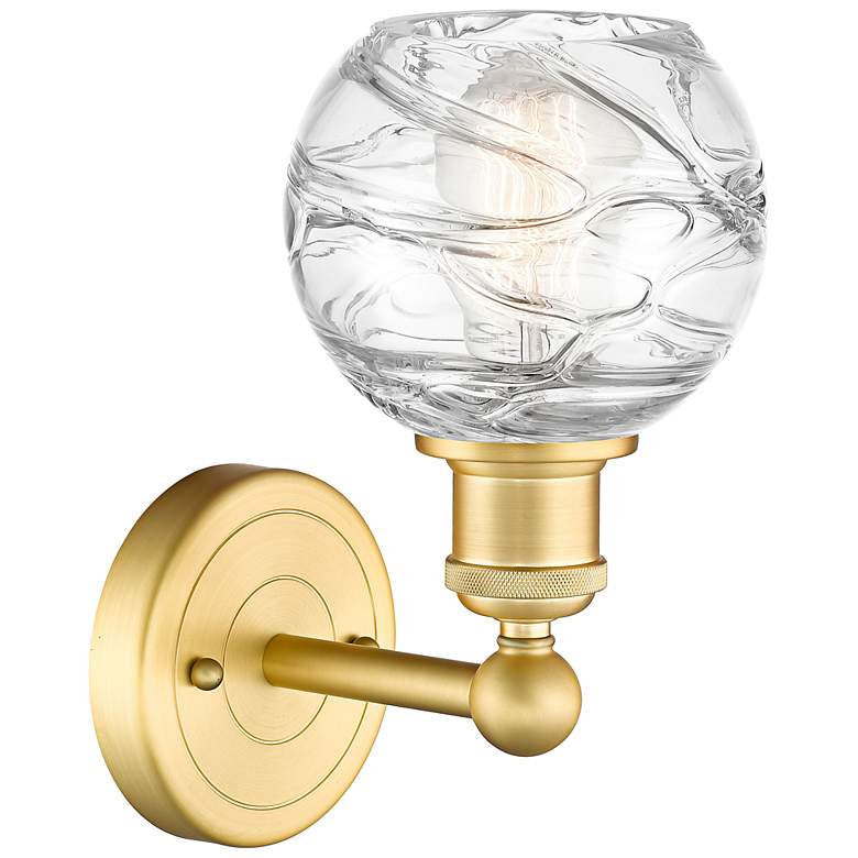 Image 3 Edison Athens 10.5"High Satin Gold Sconce With Clear Deco Swirl Shade more views