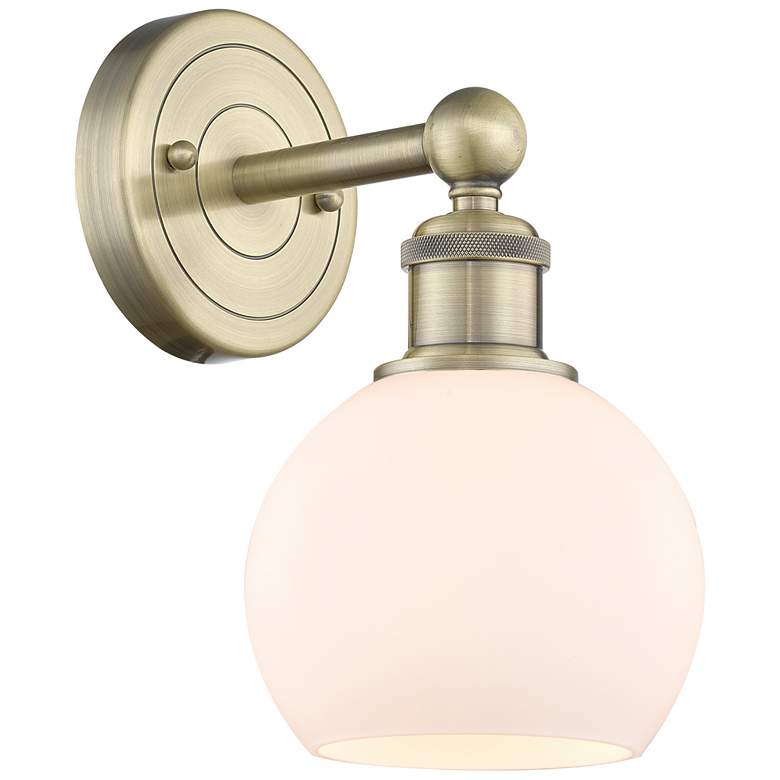 Image 1 Edison Athens 10.63"High Antique Brass Sconce With Matte White Shade