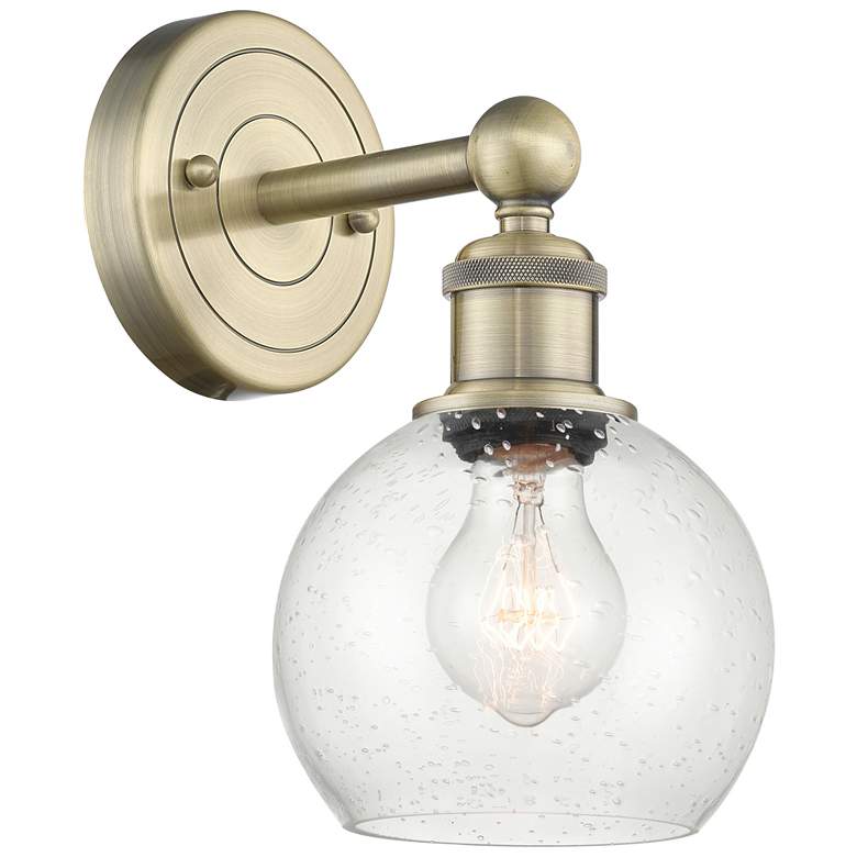 Image 1 Edison Athens 10.63"High Antique Brass Sconce With Seedy Shade