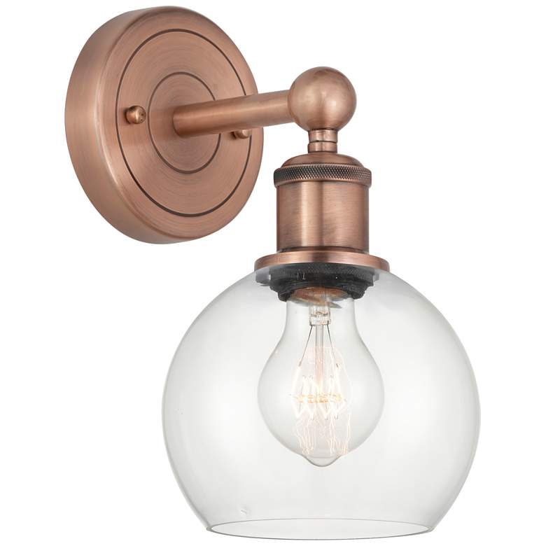 Image 1 Edison Athens 10.63"High Antique Copper Sconce With Clear Shade