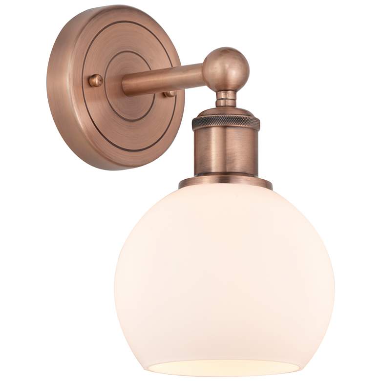 Image 1 Edison Athens 10.63"High Antique Copper Sconce With Matte White Shade