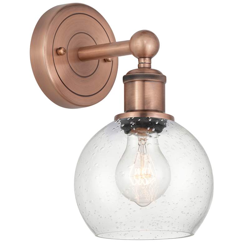 Image 1 Edison Athens 10.63"High Antique Copper Sconce With Seedy Shade