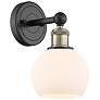 Edison Athens 10.63"High Black Antique Brass Sconce With Matte White S