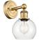 Edison Athens 10.63"High Brushed Brass Sconce With Clear Shade