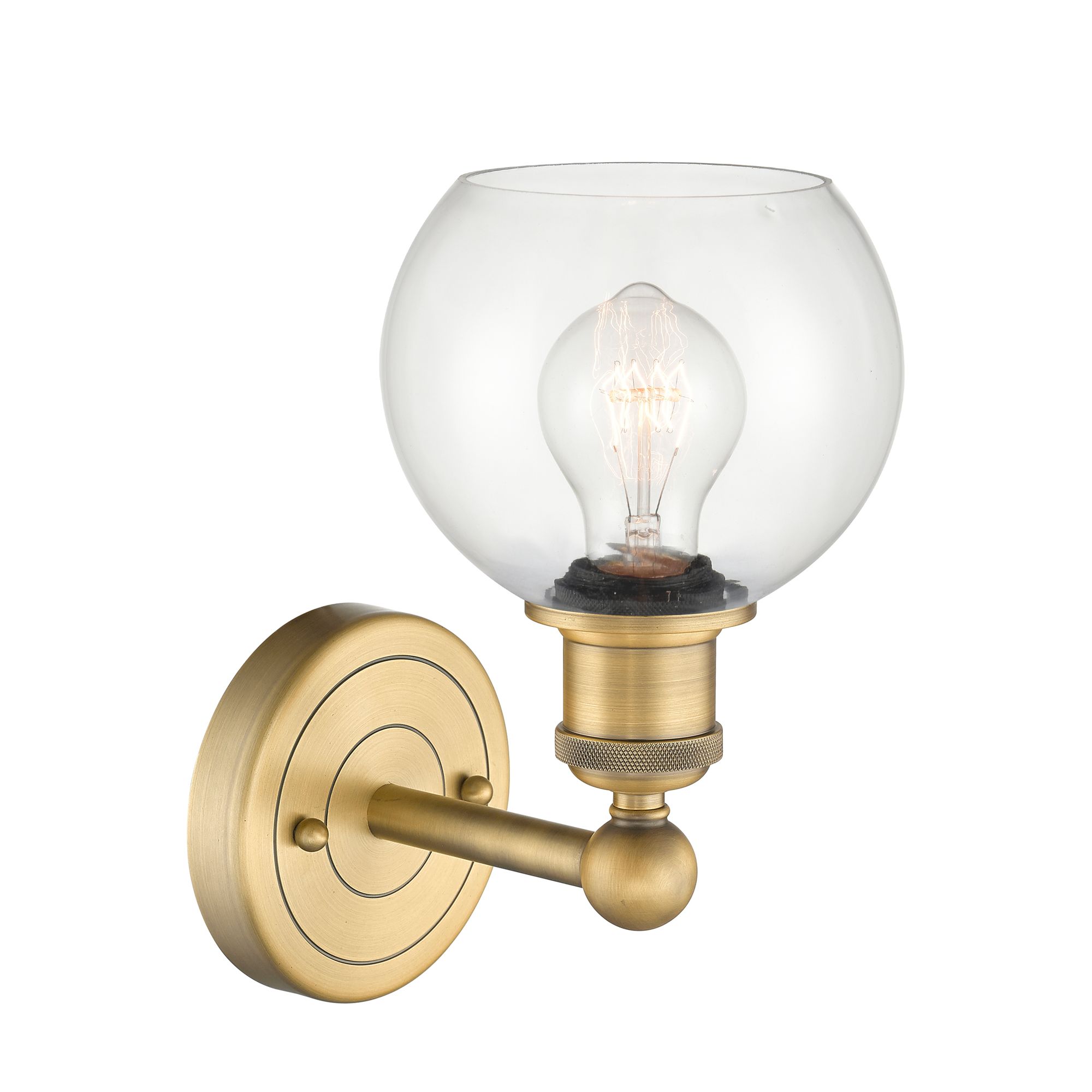 Image 2 Edison Athens 10.63"High Brushed Brass Sconce With Clear Shade more views