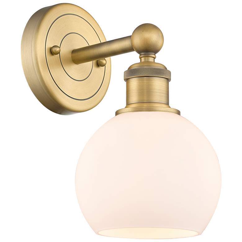 Image 1 Edison Athens 10.63"High Brushed Brass Sconce With Matte White Shade