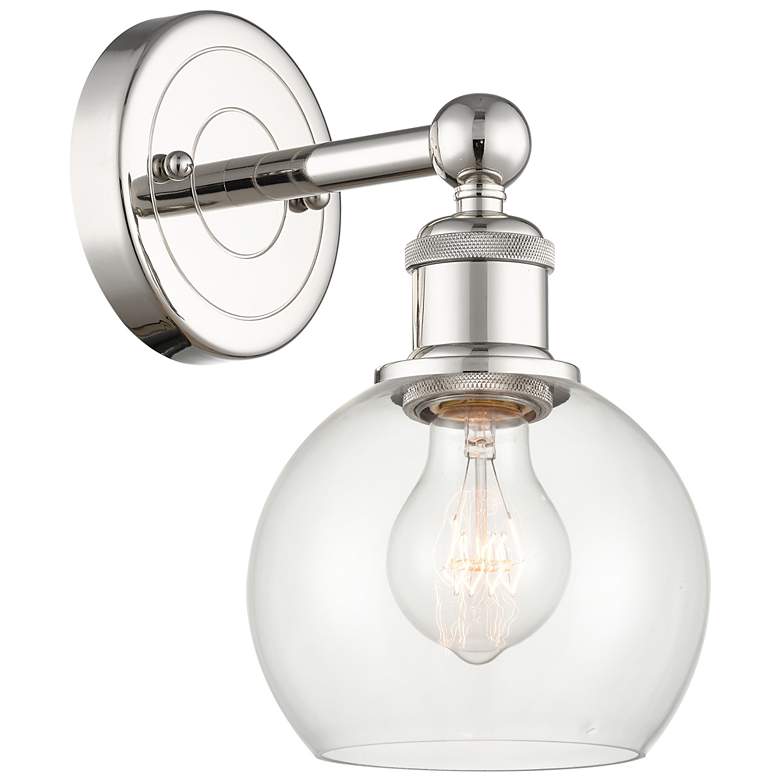 Image 1 Edison Athens 10.63"High Polished Nickel Sconce With Clear Shade