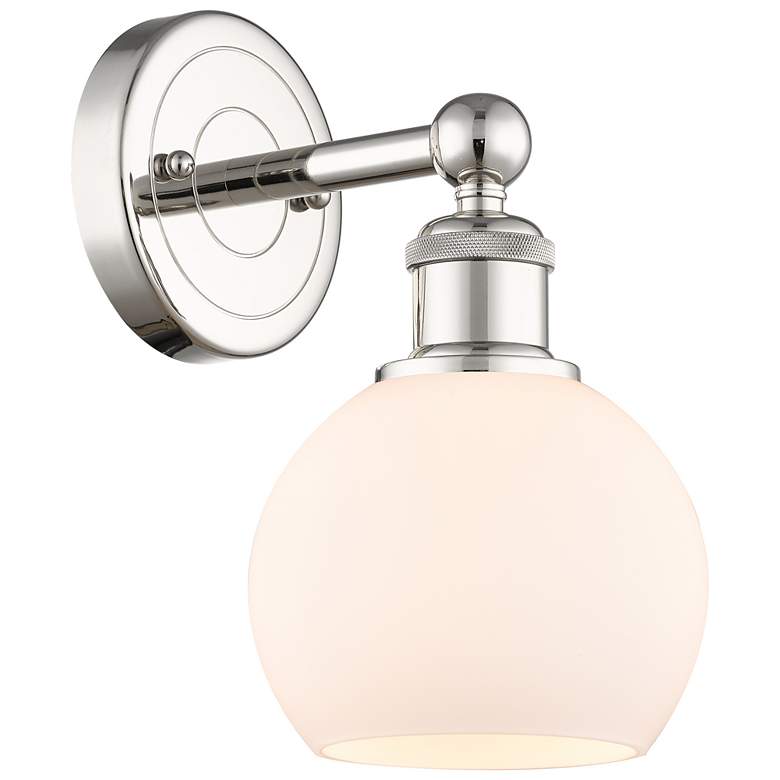 Image 1 Edison Athens 10.63"High Polished Nickel Sconce With Matte White Shade