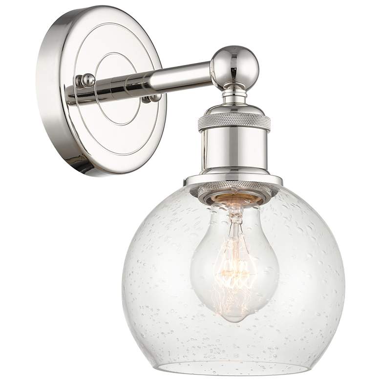Image 1 Edison Athens 10.63"High Polished Nickel Sconce With Seedy Shade