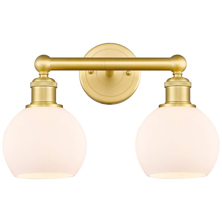 Image 1 Edison Athens 10 3/4" High Satin Gold 2-Light Wall Sconce