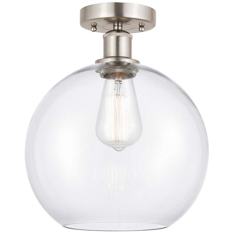 Image 1 Edison Athens 10" Semi-Flush Mount - Brushed Satin Nickel - Clear Sha