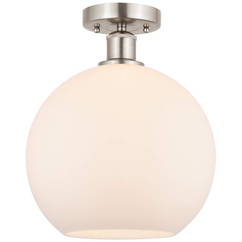 Image 1 Edison Athens 10" Semi-Flush Mount - Brushed Satin Nickel - Matte Whi