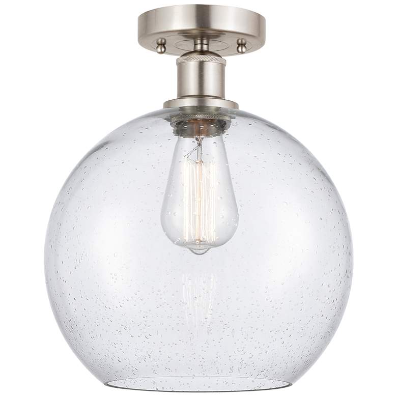 Image 1 Edison Athens 10" Semi-Flush Mount - Brushed Satin Nickel - Seedy Sha