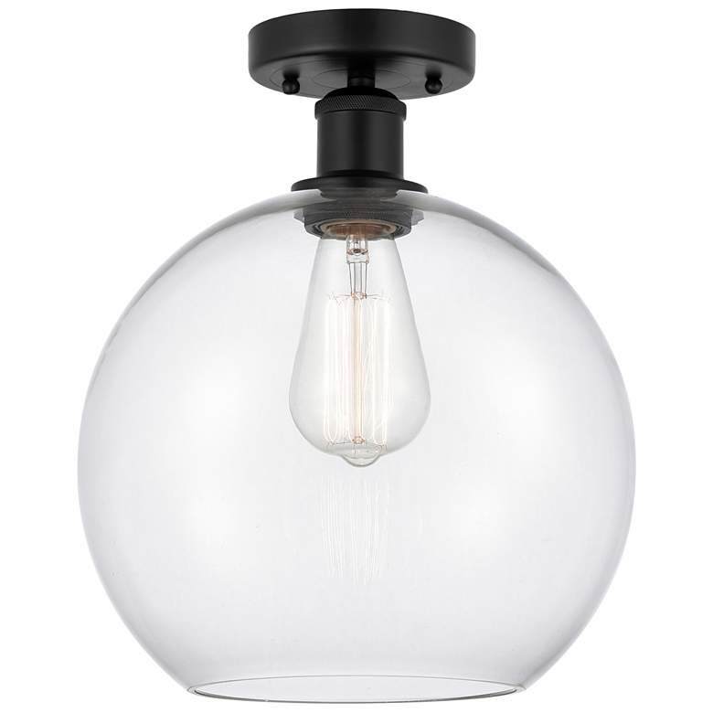 Image 1 Edison Athens 10" Semi-Flush Mount - Matte Black - Clear Shade