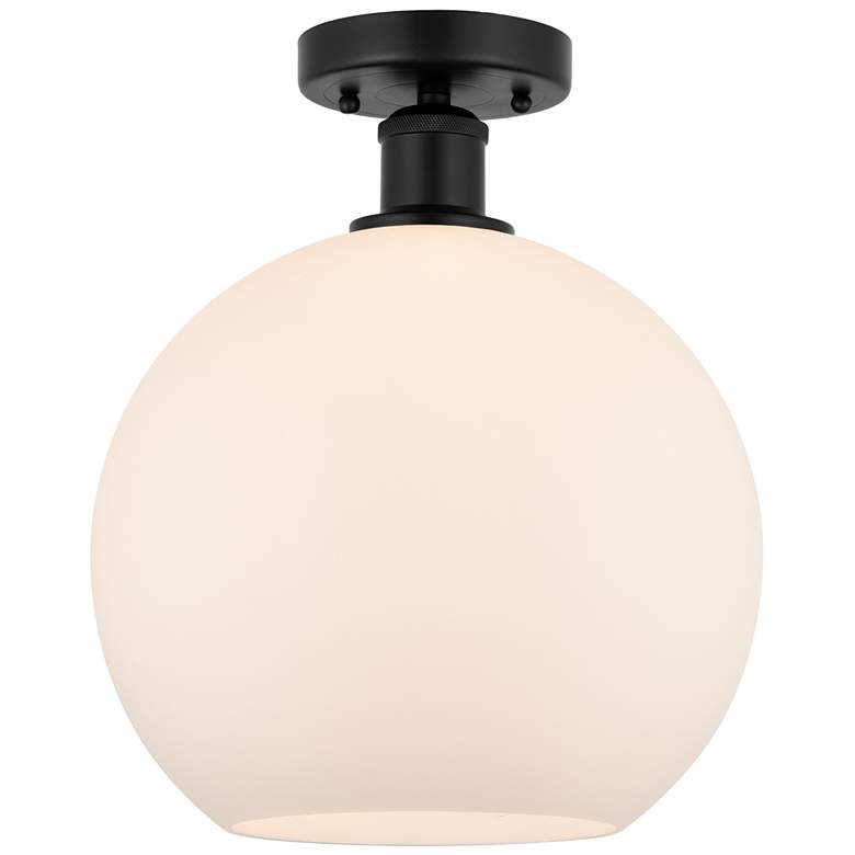 Image 1 Edison Athens 10" Semi-Flush Mount - Matte Black - Matte White Shade