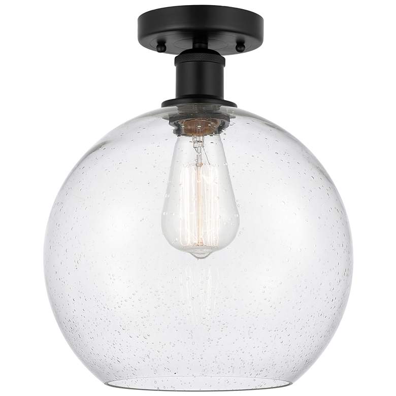 Image 1 Edison Athens 10" Semi-Flush Mount - Matte Black - Seedy Shade