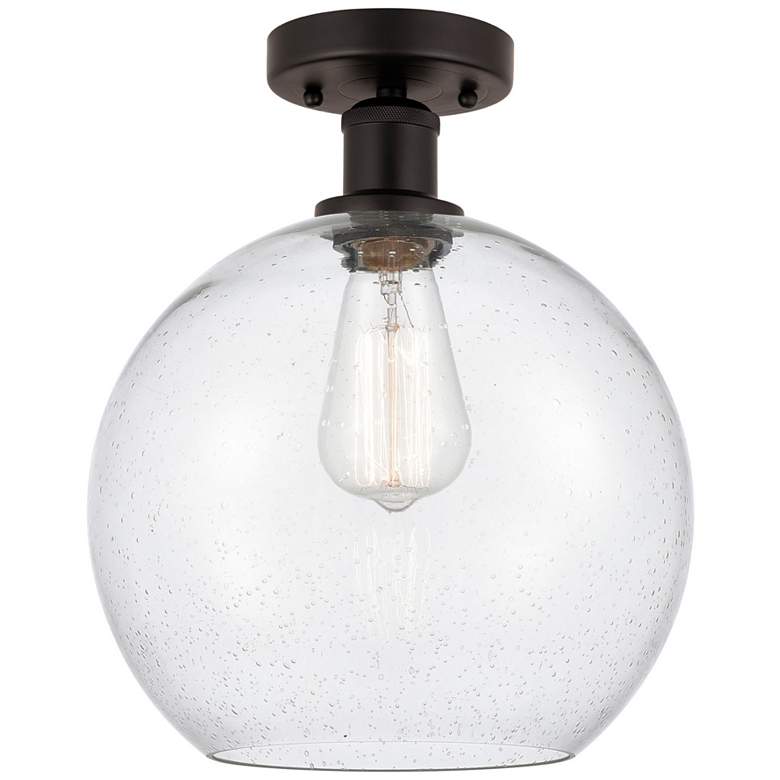 Image 1 Edison Athens 10" Semi-Flush Mount - Oil Rubbed Bronze - Seedy Shade
