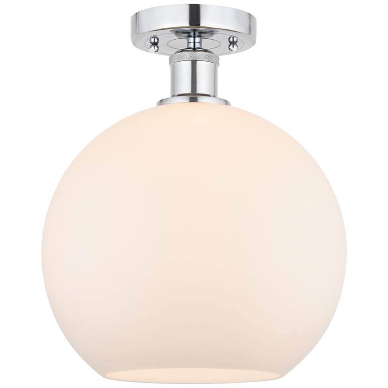 Image 1 Edison Athens 10" Semi-Flush Mount - Polished Chrome - Matte White Sh