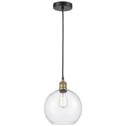 Edison Athens 10" Wide Black Mini Pendant with Seeded Glass